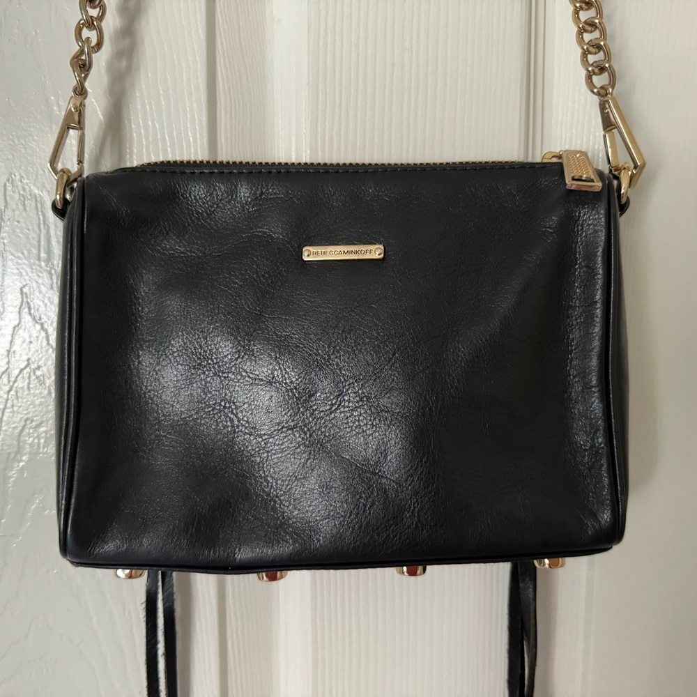 Rebecca Minkoff Crossbody Black Leather Bag with Gold Tone Hardware - Picture 4 of 14